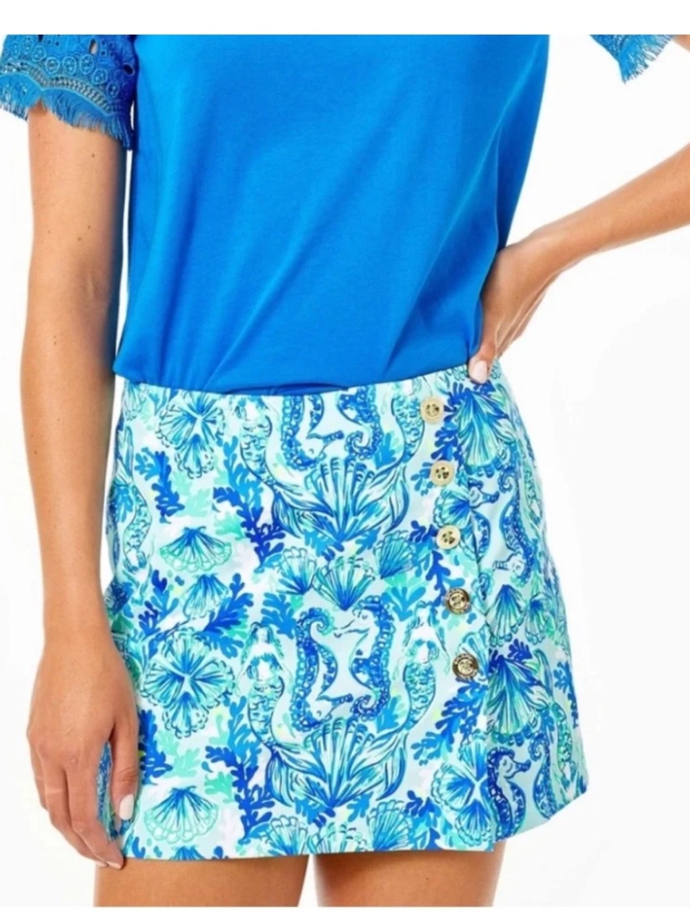 Lilly Pulitzer Skirt Skort, Blue Seahorses & Mermaids, size 12
